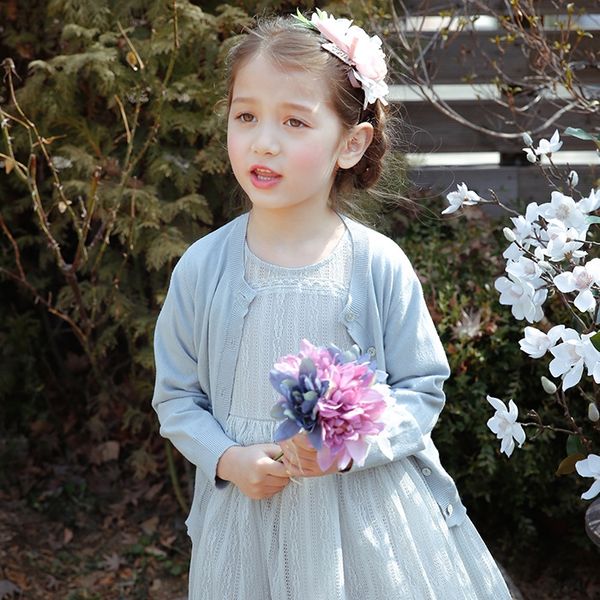 

ki87r 2019 clothing new girls cotton knitted cardigan coat air conditioning children's thin coat sweater children's air conditioni, Blue