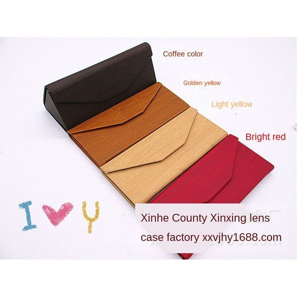 

wood grain folding box men's and women's triangle case glasses case handmade glasses box, Blue