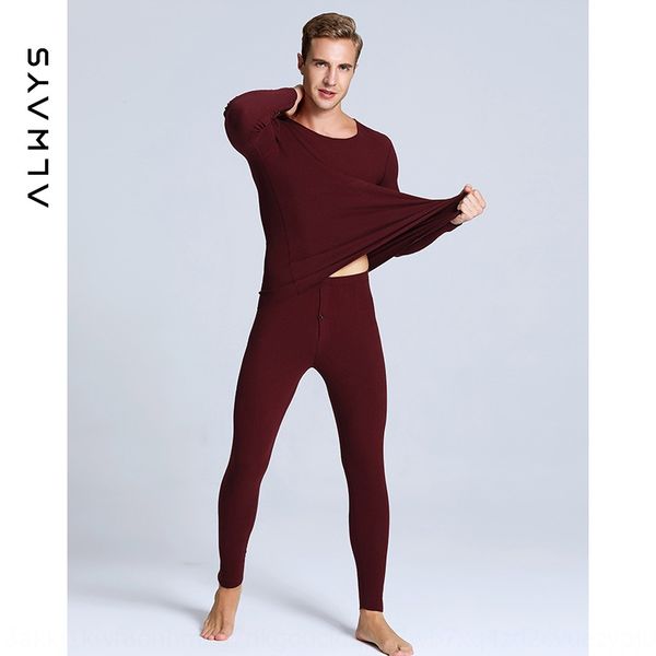 

2019 winter new men's skin-friendly velvet round neck pants warm pantsclothes warm pants v-neck underwear set b2532, Black;white