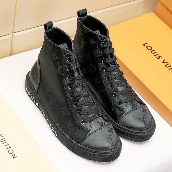 

fashion men casual shoes boots luxury platform sneakers chaussures pour hommes with origin box casual mens shoes tattoo sneaker boot zap, Black