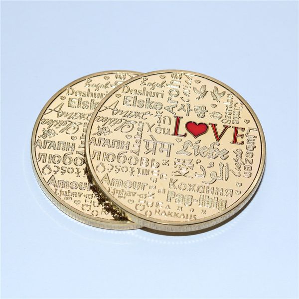 

couple collection art gifts souvenir lucky gold coin commemorative coin lucky love words romance