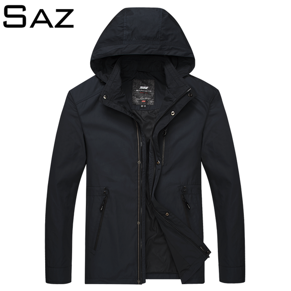 

saz jacket men's windbreaker 2020 spring and autumn new jacket men's windbreaker pilot hooded male, Black;brown