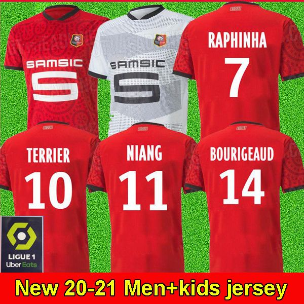 

20 21 rennes soccer jersey 2020 2021 7 raphinha niang terrier j.martin stade rennais fc bourigeaud home away men kids kit football shirts, Black;yellow
