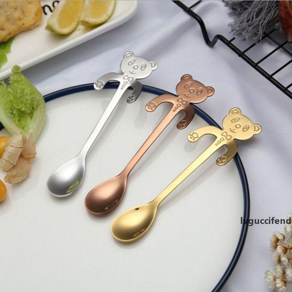

panda coffee spoon stainless steel mini teaspoon cartoon candy sugar spoons ice cream straight hanging spoon 7 colors yw329