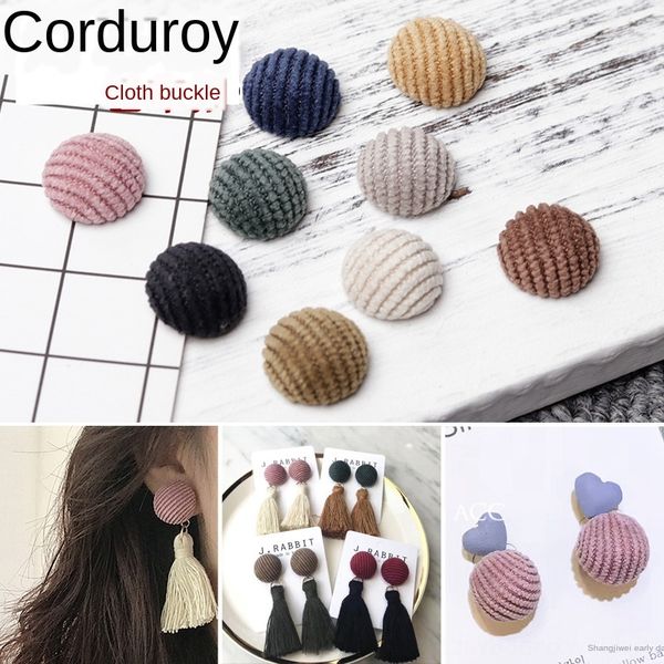 

korean hairpin accessories diy earrings wick earrings corduroy cloth buckle round diy handmade materials earring earring accessories, Silver