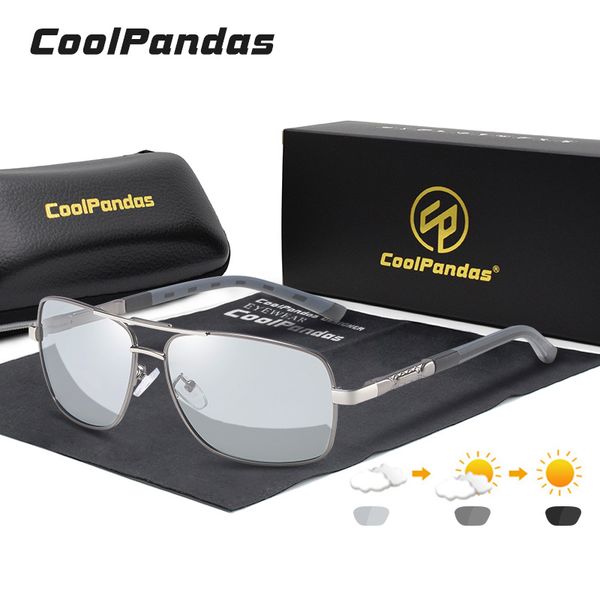 

2020 square pchromic sunglasses men women polarized chameleon glasses driving goggles anti-glare sun glasses zonnebril heren, White;black