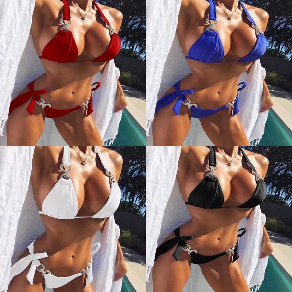 

women push-up padded bra bikini set triangle swimwear swimsuit bathing beachwear#652, White;black