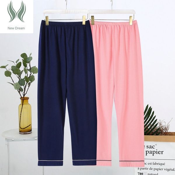 

men's trousers lovers' women's thin trousers pajamas pajamas pure color stripe plaid printed knitted cotton, Blue;red