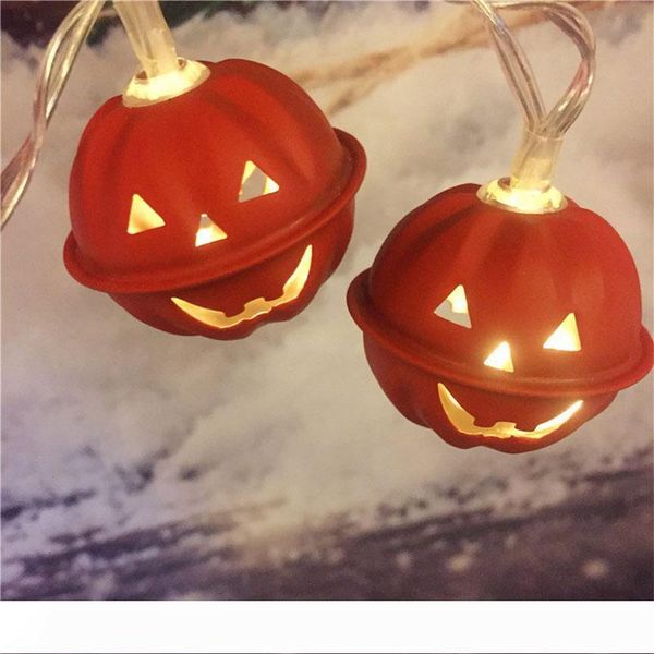 

brelong 2m 10leds led halloween wrought iron pumpkin grimace bell battery light skull holiday decoration lights string lights