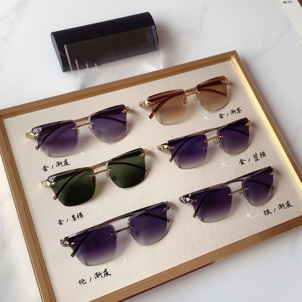 

new fashion rectangle summer designer luxury sunglasses for women and men rimless popular vintage eyewear 1060 with case, White;black