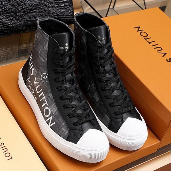 

tattoo sneaker boot mens shoes lightweight outdoor walking shoes lace -up high luxury sports men shoes scarpe da uomo, Black