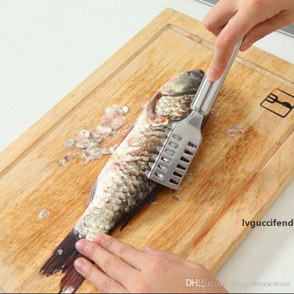 

stainless steel fish scales brush cleaning fish skin knife kitchen tool shaver remover cleaner descaler fish skin tools knife bc bh0524