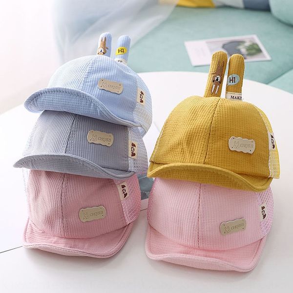 

little rabbit net cap hat summer new soft brim baby sun hat newborn baby cap mz9312, Blue;gray
