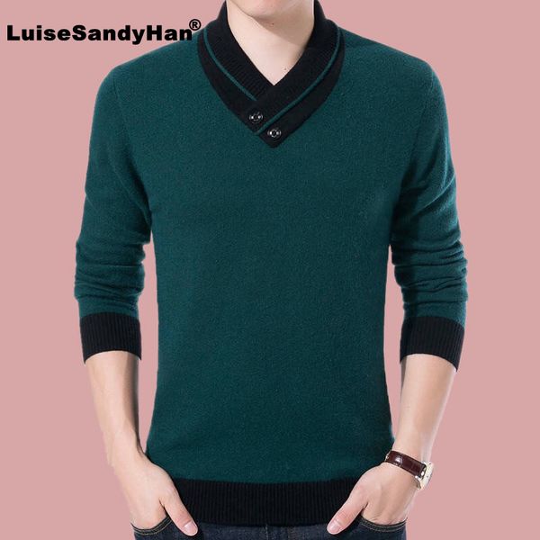 

v-neck long-sleeved plus size knitted sweater man long-sleeved button decorative stitching pattern base sweater man pullover, White;black