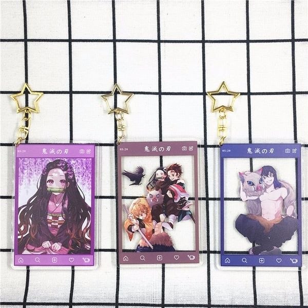 

key chain agatsuma zenitsu брелок аниме брелок акриловый брелок женщина дети cute demon slayer kimetsu нет yaiba kamado nezuko, Silver
