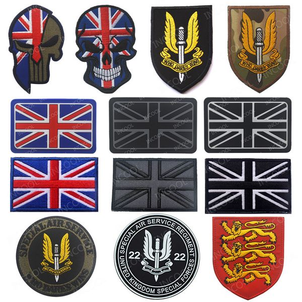 SAS-Flaggen-Stickerei-Patch der britischen Armee, militärische Moral-Patches, taktische Emblem-Applikationen, gestickte Abzeichen des Vereinigten Königreichs