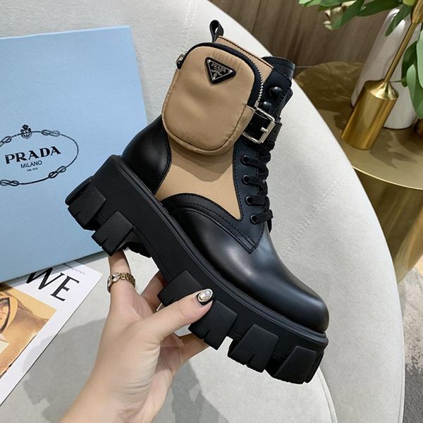 

2020 luxury designer womens breathable short boots,womens leather thick sole fashion boots roman boots with zipper pouch size 35-40 0078, Black