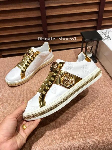 

2021-2020f high -end men 's embroidered alphabet casual shoes breathable leather classic sneakers high -quality lace -up low -shoe, Black