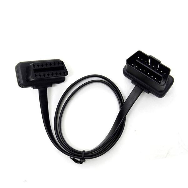

60cm flat thin as noodle obdii obd2 16pin elm327 male to female elbow extension obd 2 auto car diagnostic cable connector adapte