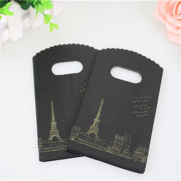 Vendita calda Nuovo Disegno All'ingrosso 200 pz/lotto 9*15 cm di Alta Qualità Nero Torre Eiffel Regalo Sacchetti di Imballaggio Piccoli Sacchetti Regalo