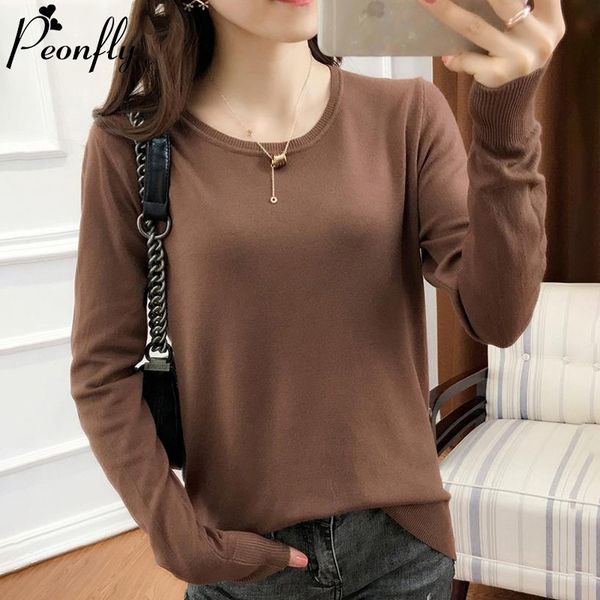 

women's sweaters peonfly basic 2021 autumn winter pullover and sweater women casual korean loose knitted jumper female yellow green pin, White;black