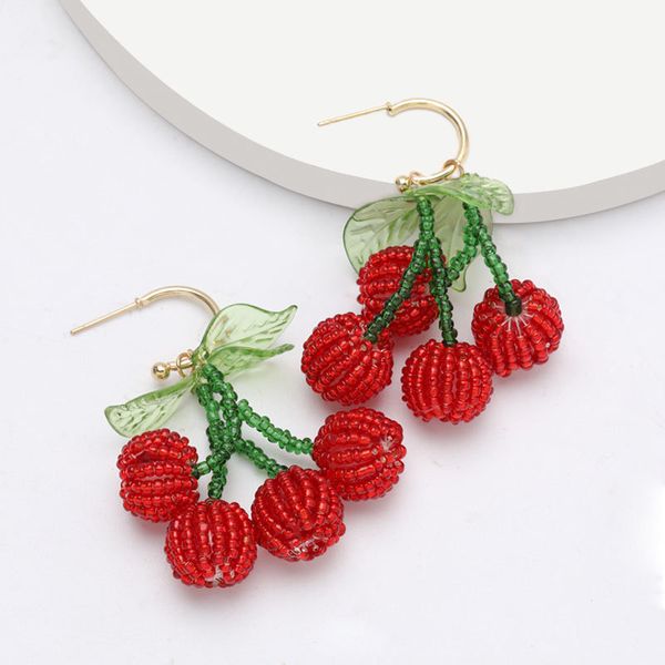 

fashion fruit style personalized lantern fruit rice beads earrings fashionable girl temperament earrings, Golden