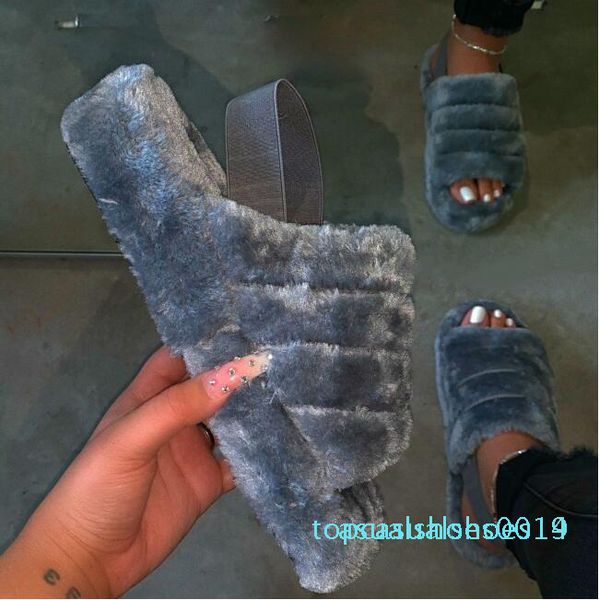 

women spring plush slippers 2020 ms flat bottom antiskid indoor all-around comfortable sandals outdoor leisure women c14, Black