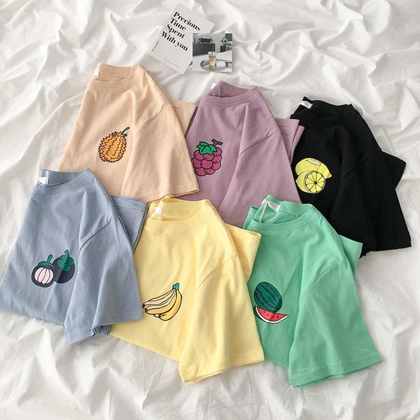 

summer sweet casual t-shirt women o-neck short sleeve fashion pullover female purple blue yellow, White