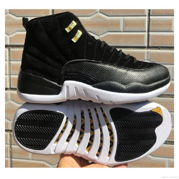 

2019 latest 12 reverse taxi men basketball shoes 130690-017 black white12s outdoor sneakers with box