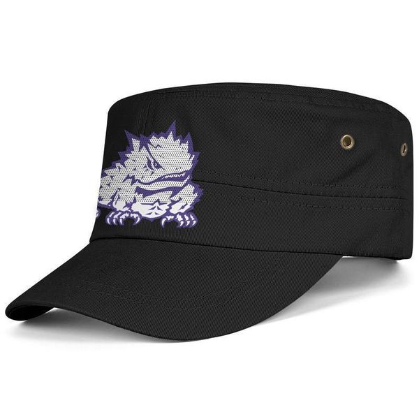 

tcu horned frogs football mesh logo black men women military cap styles cadet cap army tactical hat flat hat student military hat baseb, Blue;gray