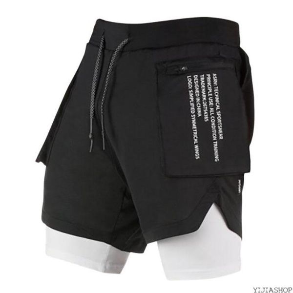 

men's shorts fit double layer sports running active training jogging with longer lining breathable, White;black