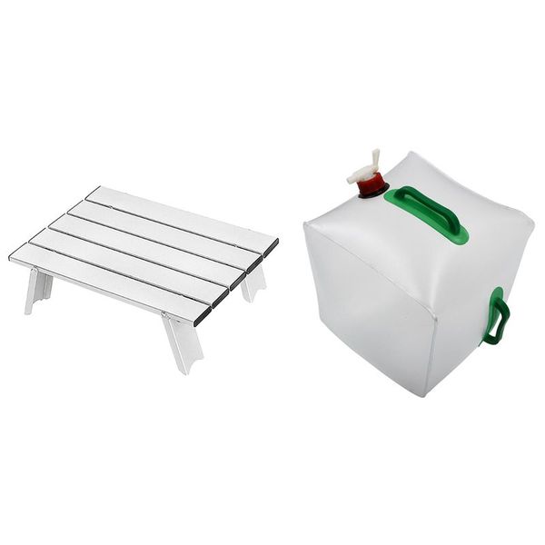 

outdoor bags 20l 5.3 gallon water carrier collapsible storage container & folding table picnic light aluminum alloy