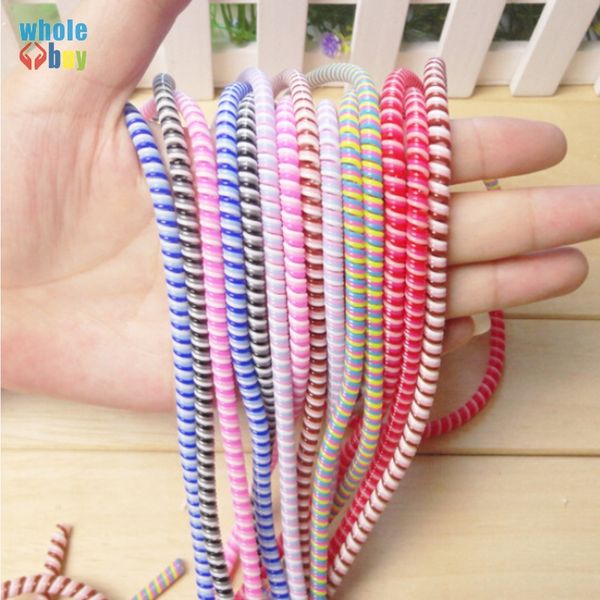 

1000pcs/lot 1.4m multipurpose colors spiral wire cord rope protection usb cable winder data line protector cover suit spring sleeve twine