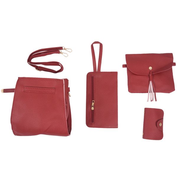 

4pcs/set women four set fashion handbag shoulder bag tote bag crossbody wallt(red