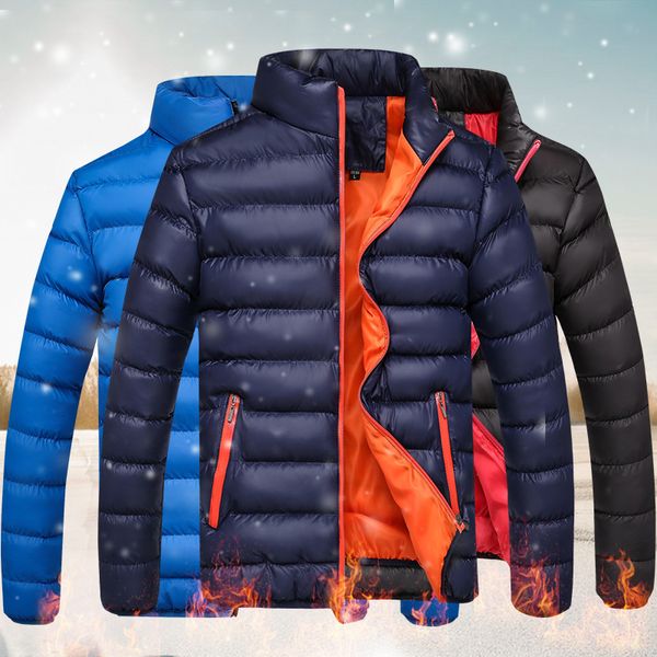 

men's down & parkas men winter jacket 2021 fashion stand collar male parka mens solid thick jackets and coats man, Black