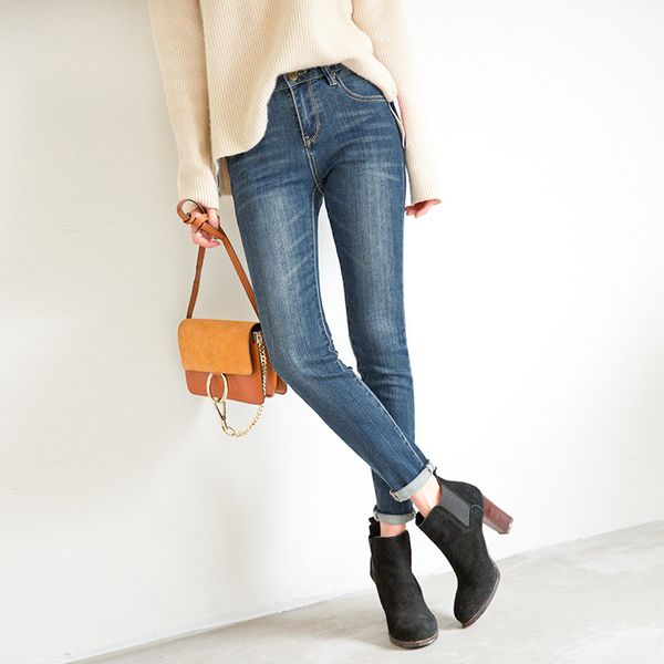 

women's jeans 2021 large size trousers spring and autumn high waist casual retro slim pencil pants ankle, Blue