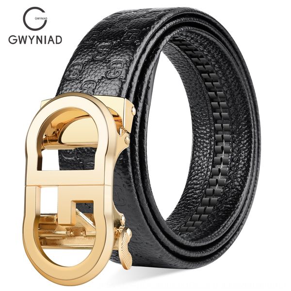 

gd salmon genuine leather men's automatic buckle business leisure head belt cowhide men's pure leather belt, Black;brown