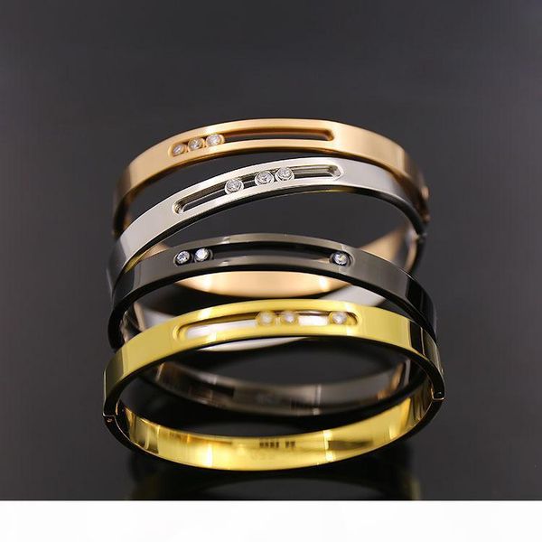 

r 2017 fine fashion titanium steel love bracelet &bangle woman jewelry with three career ol hollow men h mess bracelet for each button, Black