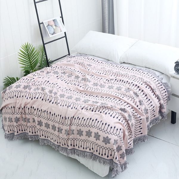

1c0vl exotic fashion towel air conditioning sofa home pure cotton five-layer gauze tassel blanket towel quilt sofa air conditioning room bla