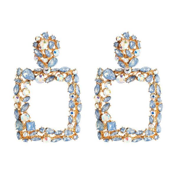 

fashion rhinestone earrings for women luxury bling bling diamond designer earrings retro square earrings jewelry special offer, Silver