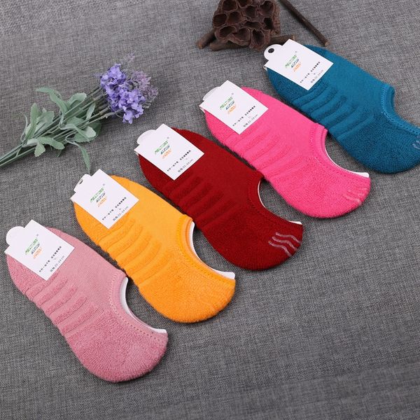 

lmhgj autumn fur ring invisible thickened sports men's brushed women's boat sweat-absorbing towel floor invisible silicone socks s, Pink;yellow