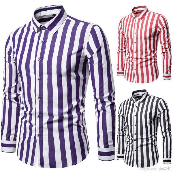 

men's long sleeved design strip shirt standing collar business casual shirt slim fit social male new fashion dress shirt british trend, White;black