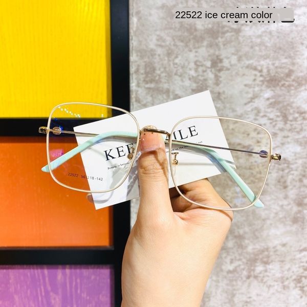 

metal women's big frame glasses glasses net red face small men's myopia square frame plain face 22522 tiktok, Silver