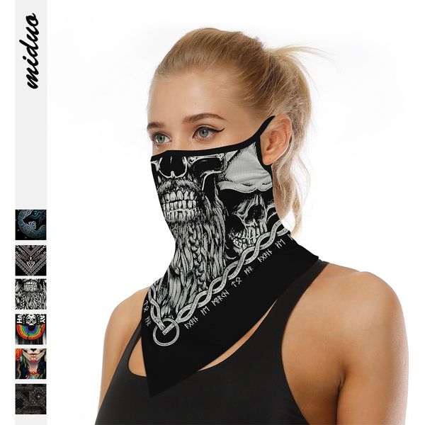 

p87an skull printing dustproof sun-proof outdoor riding triangular mask multi-functional skull digital printing dustproof sun-proof outdoor, Black