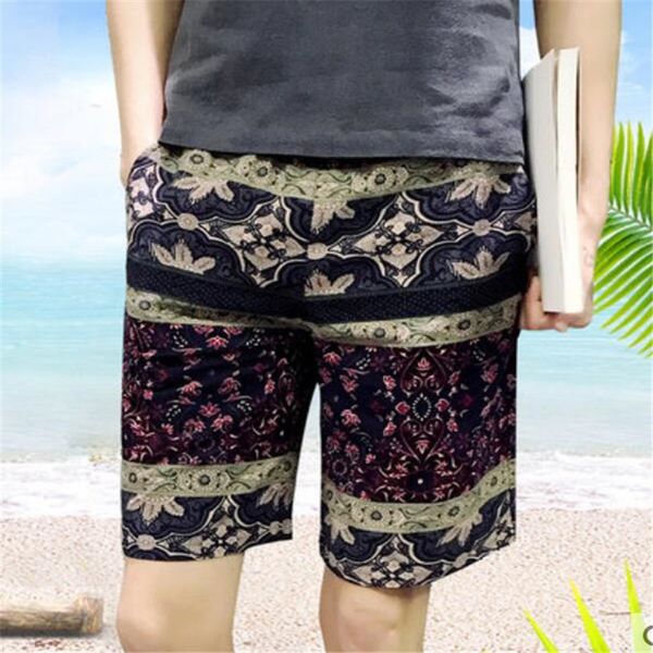 

large size m-5xl men shorts pure cotton linen shorts for men beach spa swimsuit beach pants board short surf pants 17 co, White;black