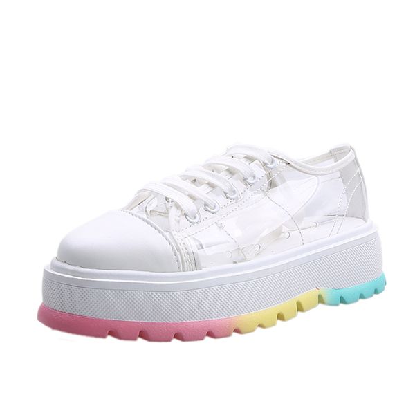 

2020 women's sneaker platform transparent new platform casual shoes female student fashion multicolored mujer sneakers -365, Black