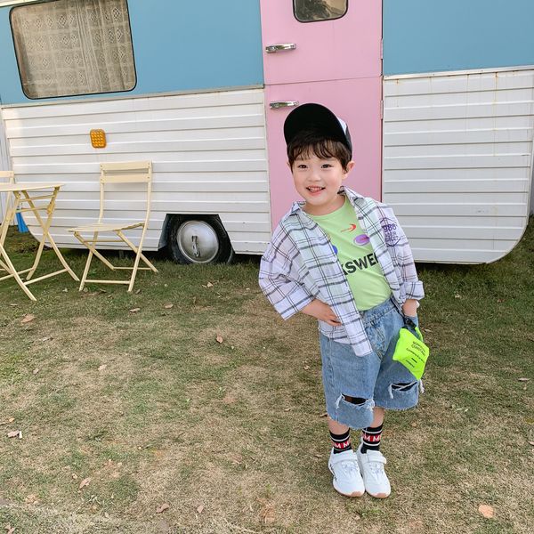 

baby plaid tong chen shan tong chen shan jacket children's handsome boy pure cotton shirt new children's shirt in 2020, White;black