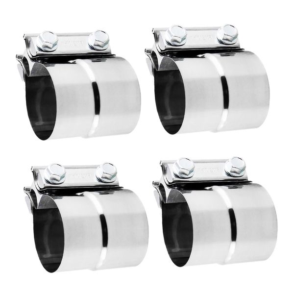 

4 pieces 2.25 inch turn to 2.5 inch exhaust lap joint band clamp band silver