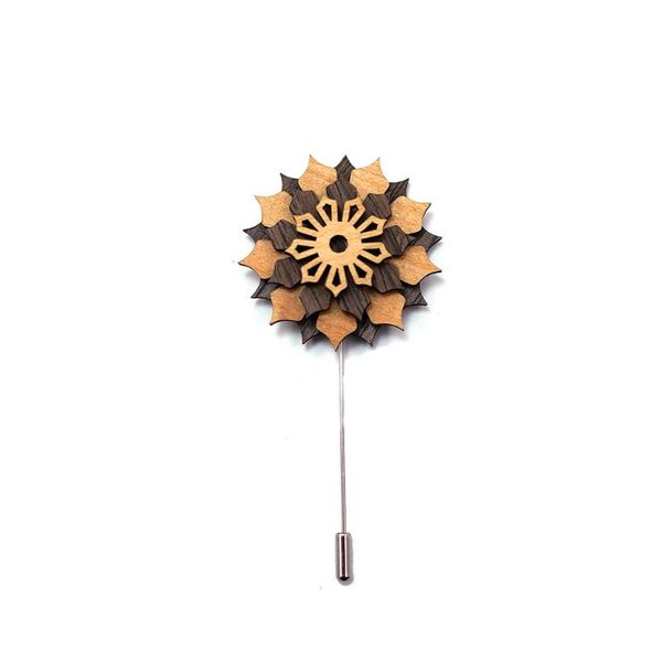 

linbaiway mens wooden brooches for men flower brooches for wedding handmade gentlemen long badge wood brooch female corsage, Gray