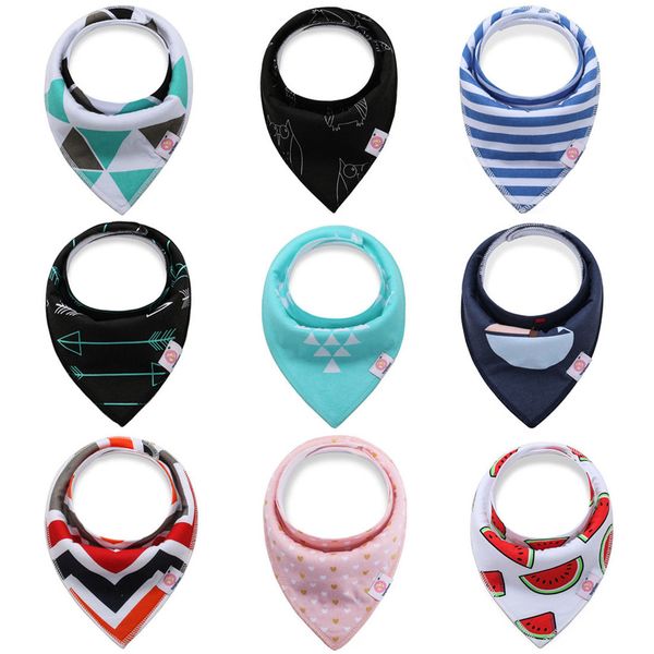 

4 pcs/lot baby bibs cotton thick water absorption baby scarf newborn bib boys girls fashion triangle towel kids thing y200710